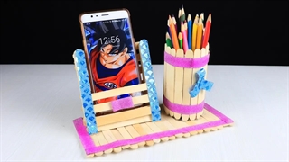 نحوه ساخت جا قلمی و استند موبایل با چوب بستنی