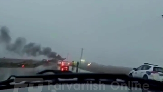 رخ دادن سانحه برای خودروهای پلیس و آتش‌نشانی در محل حادثه