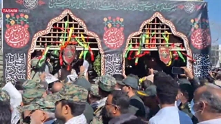 تشییع شهید قدس سرهنگ رضا زارعی در بندرعباس و انتقال به روستای کرمون بخش شمیل