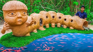 ساخت پناهگاه برای گربه ها و یک استخر پرورش ماهی قرمز