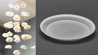 دیوار آویز از بشقاب های یکبار مصرف