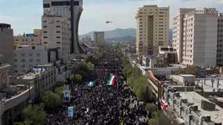 تصاویر هوایی حماسه حضور مردم و خادمان بارگاه رضوی در راهپیمایی روز قدس