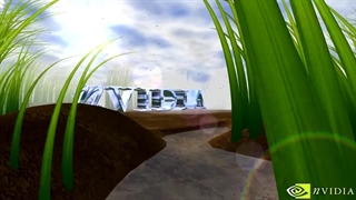 نمایش دموی حرکت علف‌ها توسط پردازش انجام شده با کارت GeForce 256