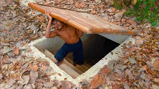 ساخت 30 روزه خانه زیرزمینی با استخر و دکوراسیون وسط جنگل