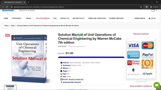 Solution Manual of Unit Operations of Chemical Engineering by Warren McCabe 7th edition