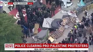 تجمع پلیس در تظاهرات دانشگاه حامی فلسطین در کالیفرنیا !!