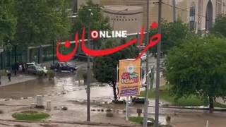 سیل شدید در میدان تلویزیون مشهد