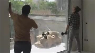 پارتیشن شیشه ای با درب چهارچوب دار سیستم اسلایدینگ