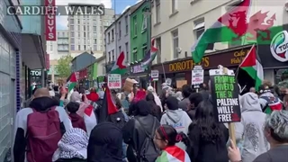 راهپیمایی طولانی دانشجویان کاردیف ولز جنوبی برای رفح اعتراض اضطراری !!