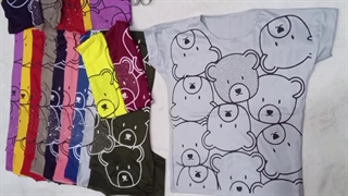 تیشرت دخترانه خرسی تدی عروسکی نگینی دوخت بسیار تمیز.نگین خورده چاپ باکیفیت(زول) رنگبندی۱۲رنگ پرطرفدار جنس پارادیس کش 149تومن