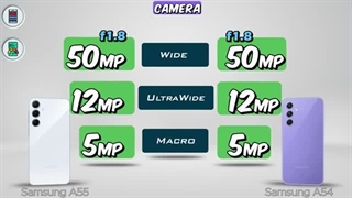 مقایسه گلکسی A55 و A54