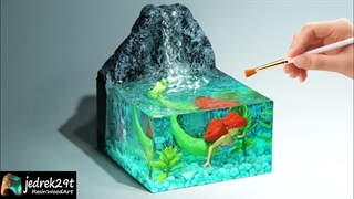 ساخت پری دریایی زیر آبشار با زرین اپوکسی