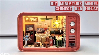 مدل مینیاتوری جعبه تلویزیون خانه قدیمی چینی - دهه 80 دهه 90 -