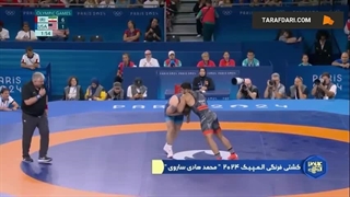 برتری 10-1 محمدهادی ساروی مقابل حریف آمریکایی و راهیابی به یک‌چهارم نهایی وزن 97 کیلوگرم کشتی فرنگی