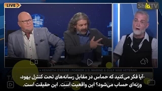 14030530: دفاع آتشین کهنه سرباز آمریکایی در شبکه بریتانیایی از مردم فلسطین!