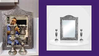 آینه شمعدان نقره اصفهان قلم کاری اعلا لیونا