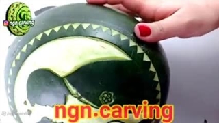 آموزش حکاکی هندوانه طرح عروس و داماد