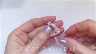 آموزش دوخت گوشواره بادبزنی با مروارید
