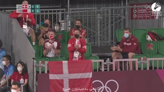 مسابقه فینال بدمینتون سینگل مردان در المپیک 2020 توکیو بین Viktor Axelsen از دانمارک و Chen Long از چین