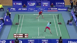 مسابقه بازیکن افسانه ای دنیای بدمینتون، LIn Dan با مربی و یار هم تمرینی خود Zhou Wenlong