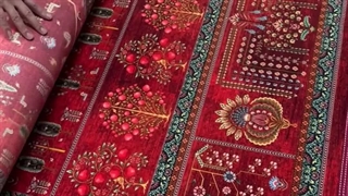 فرش ابریشم ماشینی درخت زندگی قرمز اناری 1200 شانه در صفافرش