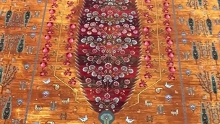 فرش ابریشم ماشینی درخت زندگی نارنجی در فروشگاه اینترنتی صفافرش