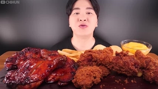 اسمرفود چی هون |مرغ باربیکیو ، مرغ سوخاری ،سیب زمینی سرخ شده و توپک پنیری