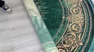 فرش ابریشم ماشینی 1200 شانه نقش خورشیدی سبز رنگ در فروشگاه اینترنتی صفافرش