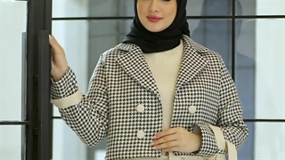 کت و سارافون زنانه مدل اسراء - کرم سرمه ای