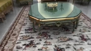 فرش ابریشم ماشینی شکارگاره کرم با طرحی اصیل و ایرانی در سایزهای مختلف در دکور