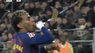 گل دوم بارسا به زیردریایی‌ها (یامال)