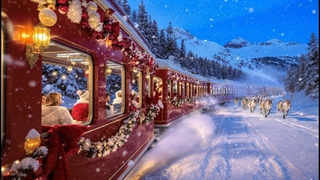 قطار کریسمس از کنار جنگل‌های برفی