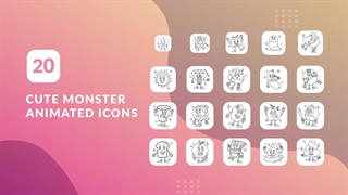 دانلود پروژه افتر افکت پکیج آیکون های متحرک Cute Monster Animated Icons