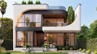 طراحی و بازسازی ویلا مدرن ۲۰۲۵؛ نمای منحنی و فوتوریستیک